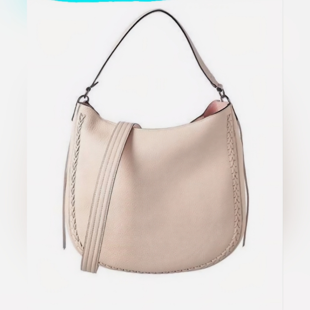 Rebecca Minkoff Unlined Whipstitch Leather Hobo Bag, Soft Blush